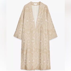 NWT Zara Beige Embroidered Kimono Jacket XS/S